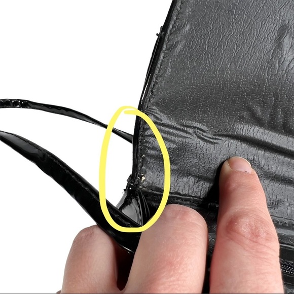 Patent Leather Black Slim Evening Bag Purse With Crocodile Embossed - Picture 8 of 10